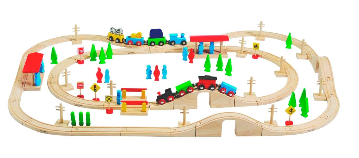 Outlets New Melissa & Doug wooden train set, 132 pieces